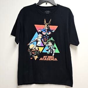 Funimation Unisex My Hero Academia Black Multicolor Graphic Tee Adult Size M